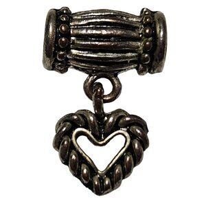 Vintage Silver Tone Heart Barrel Dangle Charm Bracelets Necklaces DIY Jewelry
